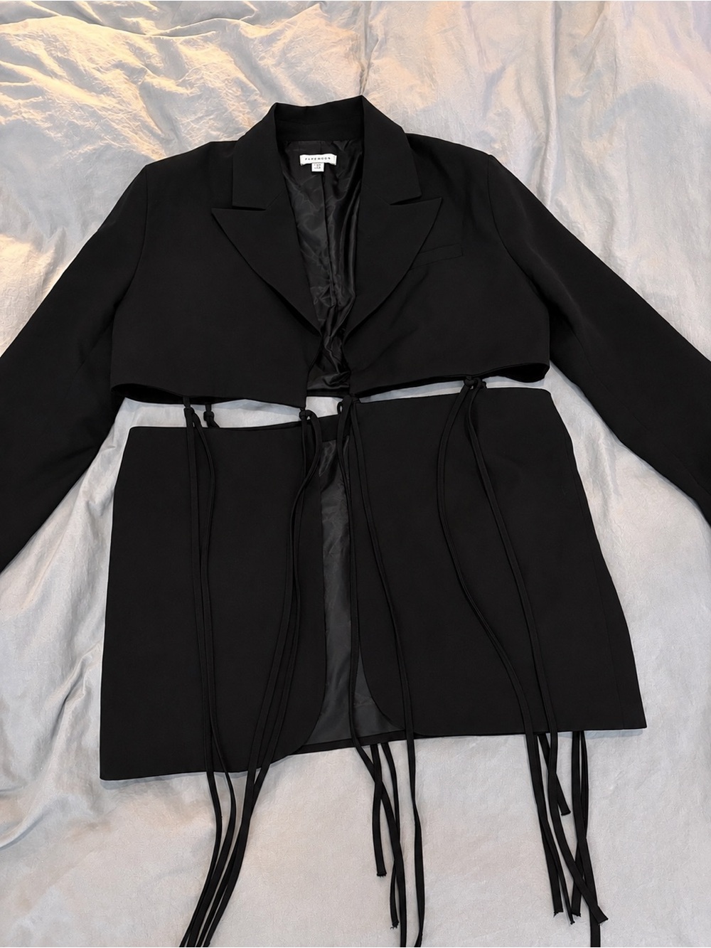 Topshop Black Cropped Tie-Detail Blazer Jacket